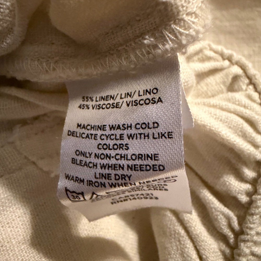 LOFT Cream Linen Blend High-Waist Elastic-Waist Shorts- Fits like XL - Picture 5 of 5
